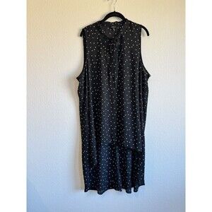 Torrid 2 Women's Sleeveless Black Star Print Pullover High Low Chiffon Duster 2X